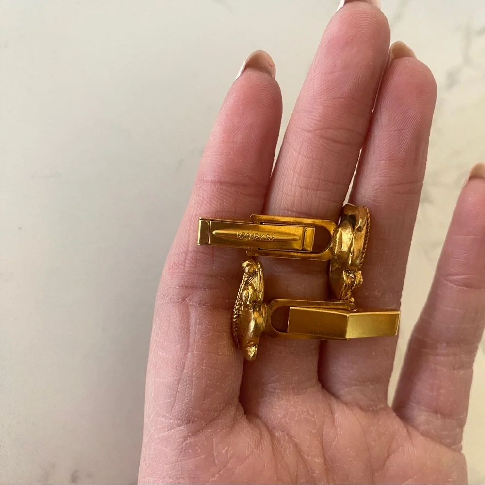 1/20 12 KGE Gold - Frog cufflinks- vintage